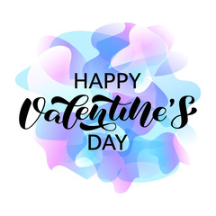 Wall Mural - Happy Valentine's Day brush lettering. Vector illustration for card