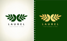 Laurel. Olive Wreath Logo Vector. Gold Design Illustration.