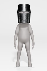 Sticker - 3D Render of Cartoon Charcter with Medieval Helmet