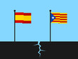 Catalonia vs Spain -  independence and sovereignty of Catalan nation is separated and secuded from Spanish ountry. Vector illustration.