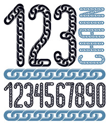 Poster - Set of vector numerals from 0 to 9. Elegant numbers for use as poster design elements. Created using connected chain link.