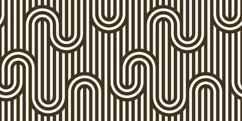 Wall Mural - Stripy vector seamless pattern with woven lines, geometric abstract background, stripy net, optical maze, web network.