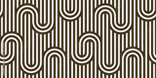 Cuadros en Lienzo Stripy vector seamless pattern with woven lines, geometric abstract background, stripy net, optical maze, web network