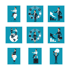 Sticker - bundle of business people working