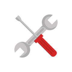 Sticker - wrench and screwdriver design, Construction work repair reconstruction industry build and project theme Vector illustration