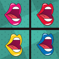 Poster - poster pop art style with female mouths