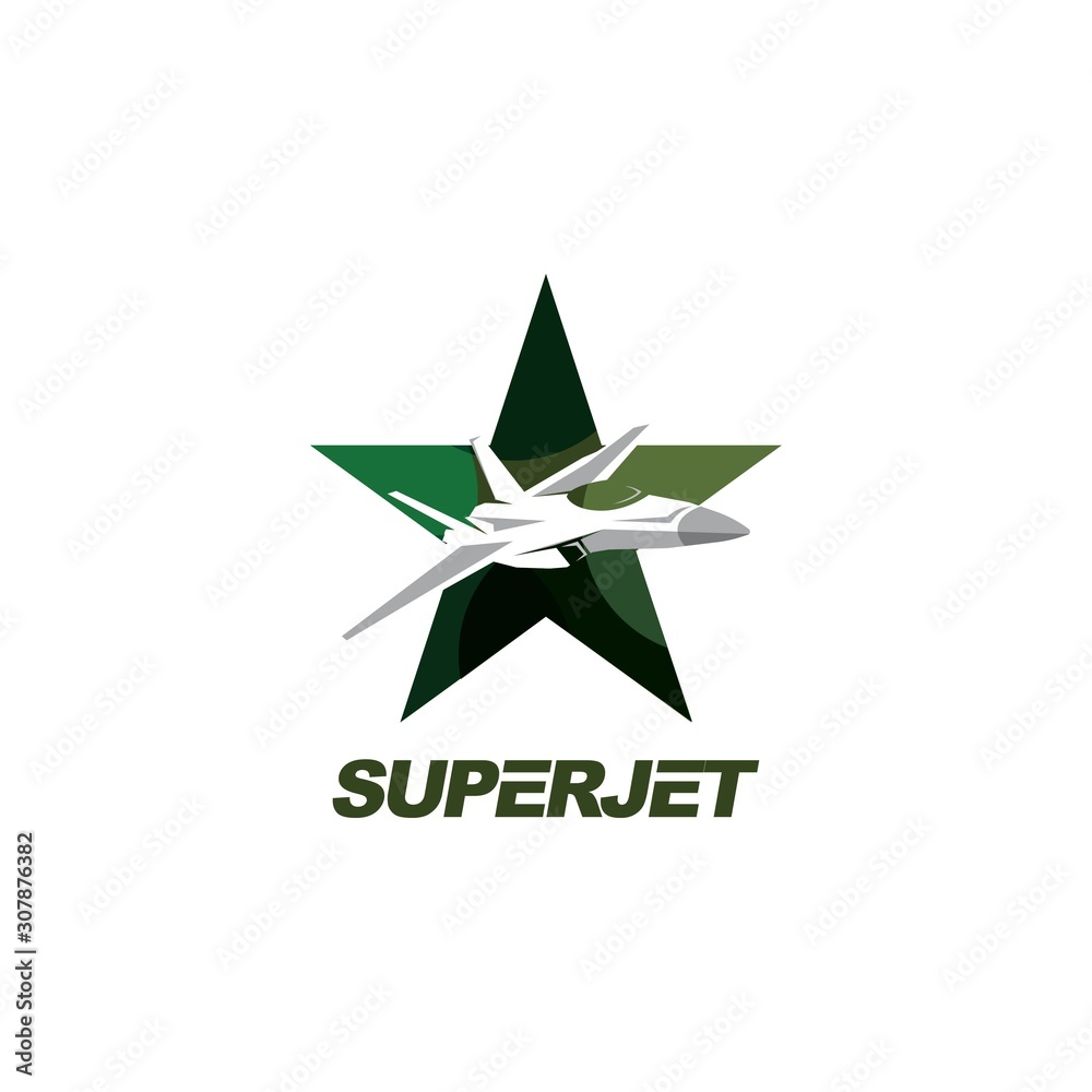 Jet symbol logo design vector template.Star and Jet icon