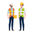 © Gstudio - Builder and architect man design, Construction work repair reconstruction industry build and project theme Vector illustration