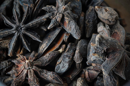 Spices image of cinnamon, star anise, clove