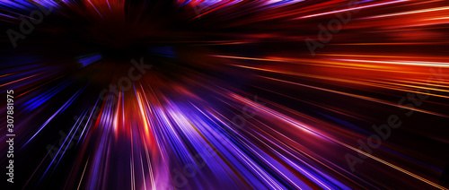 Cuadros en Lienzo Panoramic high speed moving fast light technology concept, light abstract backgr