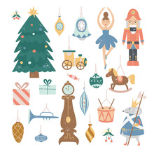 Nutcracker Christmas Decoration Set - Vintage Cartoon Holiday Tree Ornaments