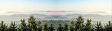 Fototapeta  - Amazing fog landscape in black forest panorama banner long