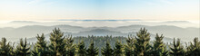Amazing Fog Landscape In Black Forest Panorama Banner Long