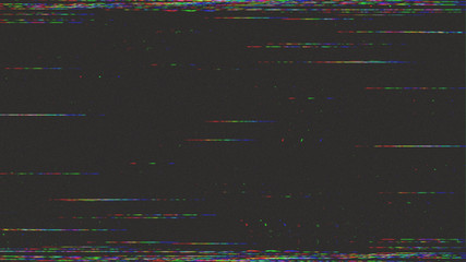 Wall Mural - horizontal distortion of broken video image on black background, vhs effect, glitch digital color pi