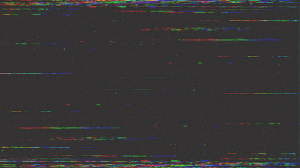 Wall Mural - horizontal distortion of broken video image on black background, vhs effect, glitch digital color pi