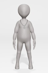 Sticker - 3D Render of Cartoon Character with Necklace