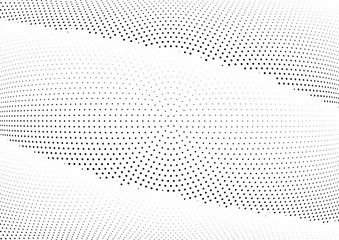 Abstract halftone wave dotted background. Halftone twisted grunge pattern, dot, circle.  Vector modern optical halftone pop art texture for poster, business card, cover, label mock-up, sticker layout