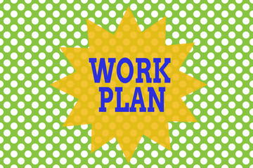 Fototapete - Word writing text Work Plan. Business photo showcasing project to be accomplished and outlines how it will be done Seamless background pattern with dots. Simple wallpaper. Polka design