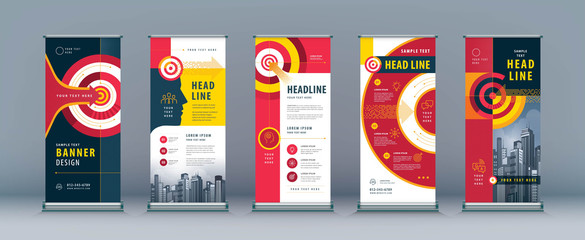 Wall Mural - business roll up set. standee design. banner template
