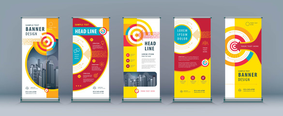 Wall Mural - business roll up set. standee design. banner template
