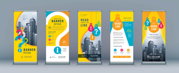 Wall Mural - business roll up set. standee design. banner template