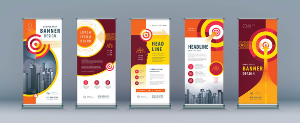 Wall Mural - business roll up set. standee design. banner template