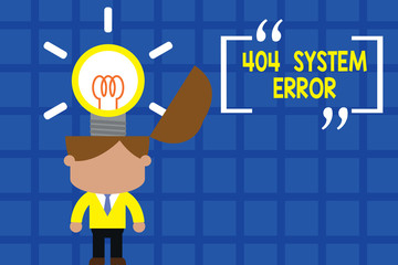 Fototapete - Handwriting text writing 404 System Error. Conceptual photo message appears when website is down and cant be reached Standing successful man suit necktie surging brilliant innovative solutions