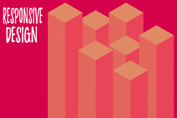Fototapete - Text sign showing Responsive Design. Business photo text web page creation that makes use of flexible layouts Bar chart line infographics elements 3D photo Flat Design workflow layout