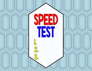 Poster - Conceptual hand writing showing Speed Test. Concept meaning psychological test for the maximum speed of performing a task Seamless Hexagon Tiles in Line Perspective Depth Deepness