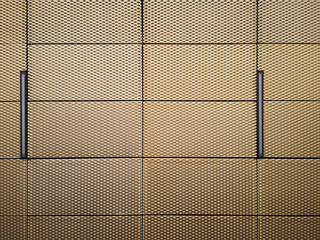 Poster - Metal panels with grid structure. Underside view of industrial or office building interior fragment. Ceiling as abstract modern architecture background. 