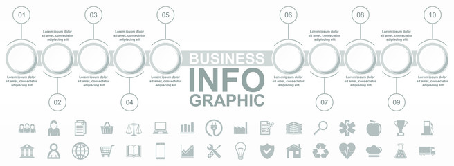 Aufkleber - Business infographic vector template with set of icons with empty copy space