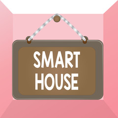 Conceptual hand writing showing Smart House. Concept meaning homes that have electronic devices and controlled remotely Board fixed nail frame colored background rectangle panel