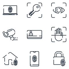 Aufkleber - Biometric set icon template color editable. Biometric pack symbol vector sign isolated on white background icons vector illustration for graphic and web design.