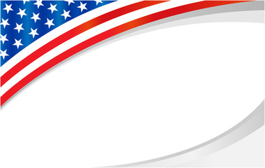 Wall Mural - American flag symbols wave pattern background frame border card banner with copy space for your text.