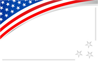 Wall Mural - USA flag wave frame background banner with clean space for your text vector design template.