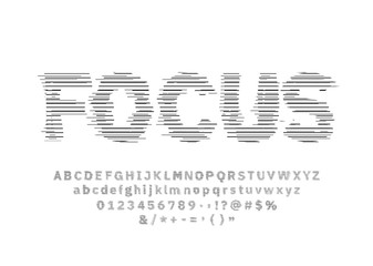 Aufkleber - Glitch Line font set. Letters and numbers. Vector glitch alphabet illustration on white background