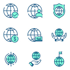 Poster - Global Business set icon template color editable. Global Business pack symbol vector sign isolated on white background icons vector illustration for graphic and web design.