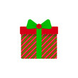 © Lidiia Koval - Gift box icon. Gift box with green ribbon and bow. Vector illustration.