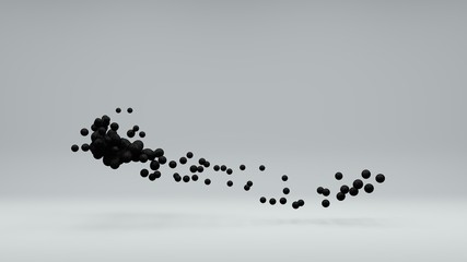 Poster - 3D illustration of a set of black oil balls in space on a white background. Balls merge and disintegrate. Abstract image, 3D rendering. Idea for screensavers and abstract design.
