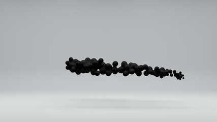Poster - 3D illustration of a set of black oil balls in space on a white background. Balls merge and disintegrate. Abstract image, 3D rendering. Idea for screensavers and abstract design.