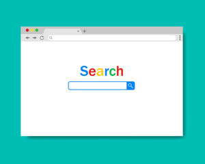 Aufkleber - Browser web page with search bar. Chrome web mockup of computer interface. Flat screen internet page. Browser window with url address line. Empty template internet web page. vector illustration