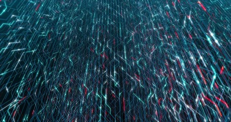 Poster - 4k seamless loop abstract futuristic electronic circuit board. electrical signals flowing in electri