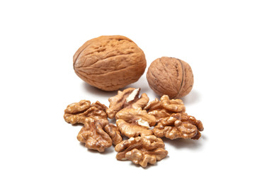 Wall Mural - Walnuts isolated on white background.