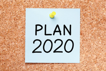 Wall Mural - Plan Year 2020 On Blue Sticky Note