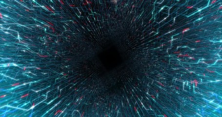Poster - 4k seamless loop abstract futuristic electronic circuit board. electrical signals flowing in electri