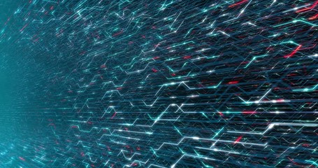 Poster - 4k seamless loop abstract futuristic electronic circuit board. electrical signals flowing in electri