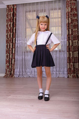 Wall Mural - cute cosplay little asian girl in school uniform