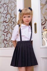 Wall Mural - cute cosplay little asian girl in school uniform