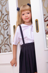 Wall Mural - cute cosplay little asian girl in school uniform
