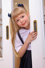 Wall Mural - cute cosplay little asian girl in school uniform
